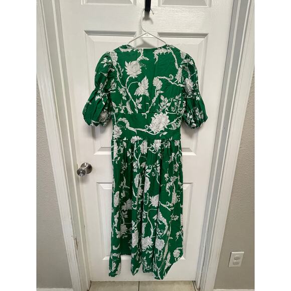 Green Deep V Floral Dress - Picture 6 of 6